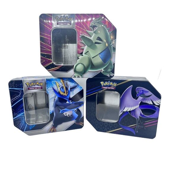 Pokemon TCG Empty Tins Lot - 14 Small, 10 Medium, 3 Large + 87 Card Sleeves - Picture 7 of 8